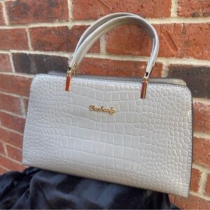 Gray Crocodile Embossed Tote Bag